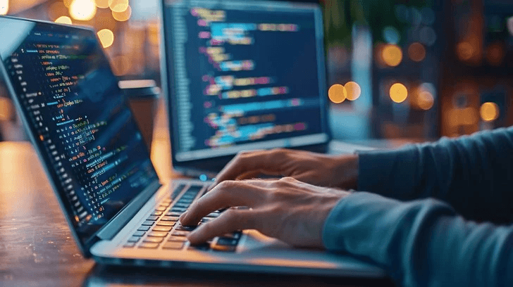 Custom Development - Developer coding on laptop